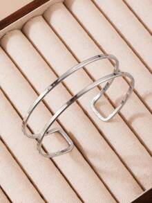 1 chiếc vòng tay dạng kiềng rỗng tối giản, bóng bẩy, có thể điều chỉnh kích thước, kiểu dáng đơn giản đa năng phù hợp để đeo hàng ngày. - Nhiều màu - Xem 3