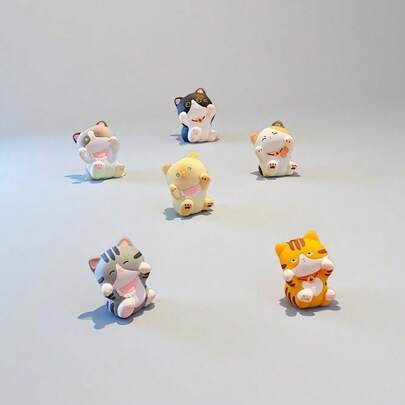 1件全新卡通可爱猫咪汽车装饰品，精致可爱的小猫咪摆件桌面装饰，可个性化装饰办公室、厨房、冰箱、白板，情人节礼物送给亲朋好友