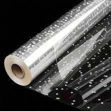 1 Roll Wider Transparent Plastic Wrapping Paper With Asymmetrical White Polka Dots, Size 40cm X 10m (15.75 Inches X 393.7 Inches), Thicker Transparent Plastic Wrapping Paper Roll, Suitable For Gift Baskets, Flower Bouquets, Gift Wrapping, Crafts And Holiday Celebrations - View 3