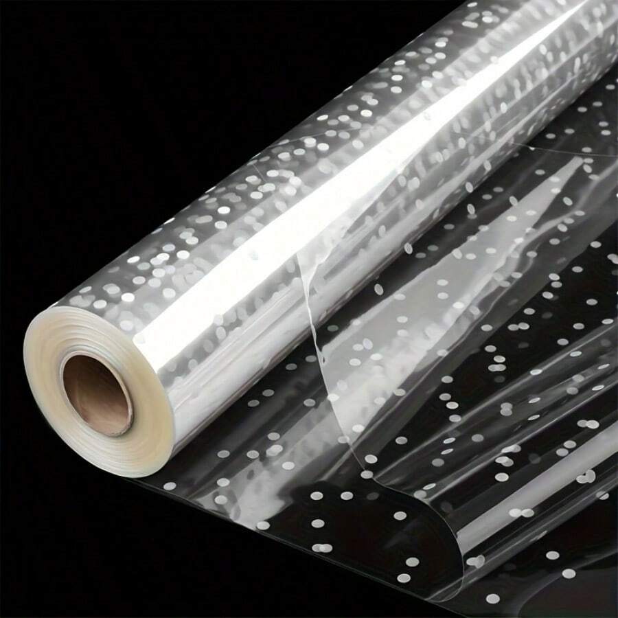 1 Cuộn Giấy Gói Quà Bằng Nhựa Trong Suốt Khổ Rộng, Họa Tiết Chấm Bi Trắng Không Đối Xấu, Kích Thước 40cm X 10m (15.75 Inches X 393.7 Inches), Giấy Gói Quà Bằng Nhựa Trong Suốt Dày Hơn, Thích Hợp Cho Giỏ Quà, Bó Hoa, Gói Quà, Đồ Thủ Công Và Các Lễ Hội Ngày Lễ.