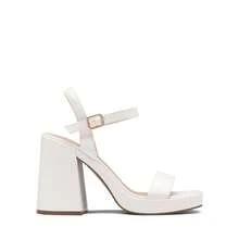 Platform Sandals For Women Chunky High Heels Block Open Toe Heels Fashion Wedding Party Evening Prom Dance Ankle Strap Ladies Dress Pump Shoes - 白色 - 查看 5