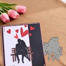 创意情人节情侣模具，DIY剪贴簿相册和压花模板，贺卡制作工具，卡片纸切割工艺品，礼品卡制作模板模切。 - 銀色 - 查看 3