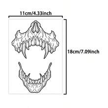 Herbal Temporary Tattoo Stickers, Skull And Teeth Pattern, Lasts 10-14 Days, Waterproof And Long-Lasting Black Temporary Tattoos For Adults, Waterproof Realistic Temporary Tattoo Stickers, Suitable For Men. - Christmas - View 5