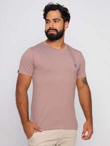 Stylish Men's Crew Neck Basic Cool Mesh Red Fitted Versatile Casual Summer New Release High Quality - Bụi hồng - Xem 2