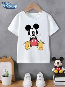 Disney Official License Mickey Mouse Cute Graphic Boys Fun T-Shirt Comfortable Lightweight Ideal For Summer Outings And Family Gatherings - White - View 2
