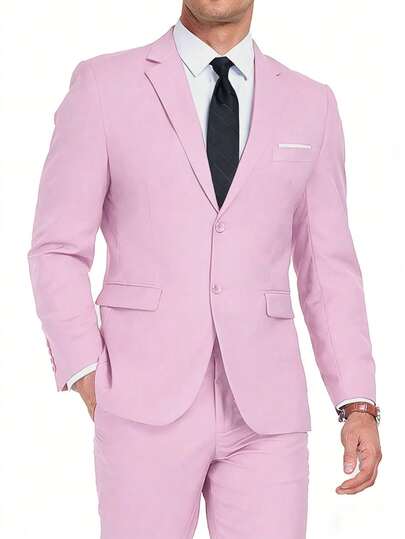 Furuyal 男士纯色单排扣长袖修身西装外套，适合派对、婚礼、通勤和商务场合