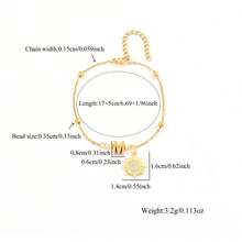 1pc New Fashion Sun Initial Pendant Golden Stainless Steel Bead Chain Bracelets For Women - Yellow Gold - View 2