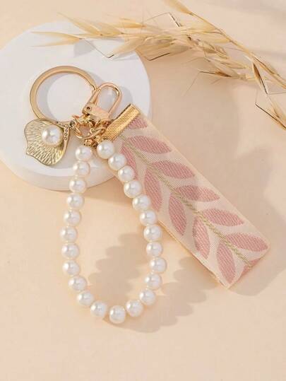 1pc Ribbon & Faux Pearl Decor Fashion Keychain Valentine's Day Valentines Souvenir Car Accessories Bag Charm School Pearl Cute Goth Y2k 3MRE