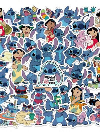 100 pièces/rouleau Autocollants imperméables en forme de Stitch de dessin animé pour cahier, ordinateur portable, coque de téléphone, décoration, scrapbooking, journal, agenda, artisanat, papeterie
