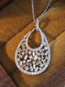 1 PC Elegant Cubic Zirconia Necklace Pendant For Women Valentine's Day Gift Wedding Jewelry - 1# - View 1