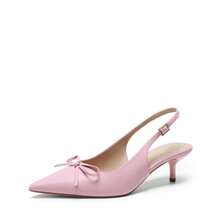 Women's Slingback Kitten Heel Pumps, Pointed Toe With Bow, 2.17" Low Heel – Comfortable Dress Shoes For All-Day Wear - 粉色 - 查看 5