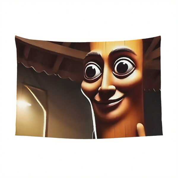 2D Flat Printing,1 Piece Of Tapiz Tung Tung Sahur Brainrot Funny  Wall Patternart Tapestry - Horizontal Movie Themed Cartoon Character Decoration, Suitable For Living Rooms And Bedrooms, Unique Gift Creativity, Fun Design, High-Quality Printing, Multiple Sizes To Choose From, Easy To Hang