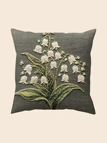 Funda de almohada decorativa 100% poliéster, de 18X18 pulgadas, estilo vintage, con patrón floral en gris oscuro y blanco, lavable a máquina - Perfecta para sofá, dormitorio y decoración de fiesta (no incluye relleno de almohada) - Multicolor - Ver 10