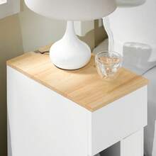 SoBuy Table de chevet étroite avec tiroir et étagère, meuble de nuit pour chambre ou salon, blanche, L 25 x P 40 x H 60 cm, FBT111-II-WN - Blanc - Voir 11