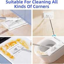 Snap-Grip Mini Mop With 39in Handle - INWEJIA Zero-Touch Gap Dust Cleaner & Locking Head, Disposable Lazy Mop Wet And Dry For Kitchen Bathroom Toilet Corners Window Wall Cleaning - 1PC - 查看 6