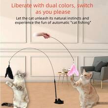 1pc Strong Suction Cup Base, Flexible Steel Rod, Interactive Cat Toy For Self-Entertainment - View 6