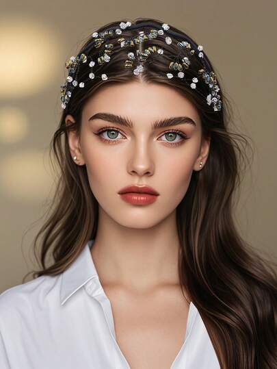 1pc Luxury Crystal Headband, Versatile Bridal Wedding Accessory, Suitable For Daily Wear, Banquet, Party, Ball