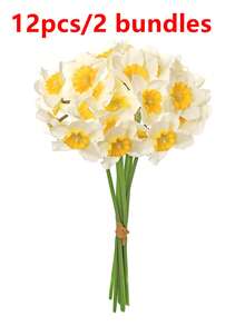 6 pièces/12 pièces Fleurs de jonquille artificielles, fleurs de jonquille jaunes factices pour la décoration de mariage, la décoration de la maison et de la chambre, fleurs factices pour la décoration de la maison et du mariage - Multicolore - Voir 10