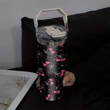 1個/5個 30oz 黑粉色愛心蝴蝶結保溫隨行杯，附手把，Y2K風格情人節禮物，適合冰咖啡、果汁、燕麥奶，女友生日禮物，日常旅行杯 - 彩色 - 查看 2
