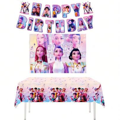 1pc Witch Hunting Group Demon Hunting Team Devil Hunting Squad K-POP Idol-Themed Party Atmosphere Decorations: Banners, Backdrops, Tablecloths. These Kpop Witcher Team Hunter Decorations Are Suitable For Fan Gatherings, Birthday Parties And Other Occasions, Creating Exclusive Joyful Decorations.