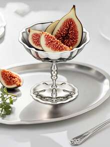 Un conjunto de platos de postre, tazones para verduras, tazas de helado de acero inoxidable, bandejas, tazas de pudín de té de la tarde, platos lindos, bandejas, portavelas, adecuados para reuniones familiares, banquetes de bodas y eventos de Ramadán. - Color acero inoxidable - Ver 4