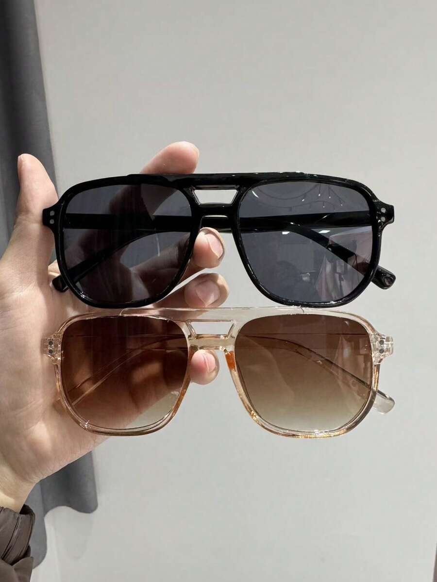 Bộ 2 kính thời trang gọng nhựa cá tính dành cho nữ, phù hợp cho phong cách đường phố, lễ hội âm nhạc, tiệc độc thân, phụ kiện đi biển. - 2 trà đen - Xem 1