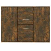 vidaXL Sideboard, Chest Of Drawers With Ample Storage Space, Cabinet With 4 Drawers And 2 Doors, Multi-Purpose Cabinet/Sideboard For Living Room, Smoked Oak, 88x30x65cm, Engineered Wood - Smoked Oak - View 7