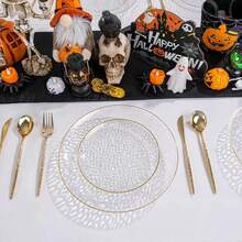 1/12/25/50pcs European Style Luxury High-End Transparent Hammered Single Gold Rim Plates, Elegant Western Plates & Dessert Plates, Suitable For Weddings, Parties, Birthdays, Afternoon Tea, Family Gatherings, Hotels, Festivals, Reusable Tableware - Clear - View 6