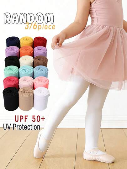 6pcs/Pack Baby Girls' Sheer High Elasticity Tights, Suitable For All Seasons, Solid Color Velvet Material Slim Fit Leggings, Dancewear