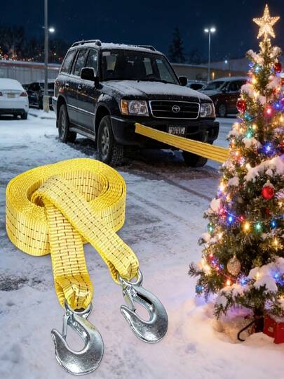 1pc 150-Inch Durable Nylon Tow Strap With Storage Bag - Heavy Duty Tow Rope For Emergency Vehicle And Off-Road Use