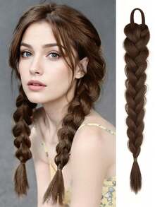 18 Inch Women Synthetic Fiber Ponytail, Including Low Ponytail, Double Ponytail, High Ponytail, Long Twist Braid, Side Single Ponytail, Twist Boxer Braid, Suitable For Daily Wear - Light Brown - View 13