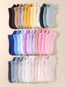 20 Pairs Children's Solid Color Short Socks/10 Pairs Children's Candy Color Short Socks, Spring & Summer - Multicolor - View 7