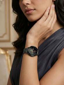 2pcs/Set Luxury Black Stainless Steel Metal Link Band & Hard PC Case With Built-In Tempered Glass Screen Protector Compatible With Samsung Galaxy Watch 7/6/5/4 (40mm/44mm) - Black - View 8