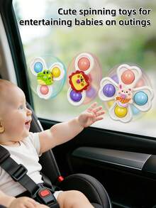 3件套婴儿吸盘旋转玩具，洗澡玩具，婴儿玩具，吸盘玩具，洗澡玩具，蒙特梭利玩具，感官玩具，早教玩具，浴缸玩具，高脚椅玩具，男女宝宝生日礼物，婴儿泳池，洗澡玩具收纳，游泳池玩具，水上玩具，沙滩玩具，婴儿感官玩具，婴儿推车玩具，婴儿用品 - 彩色 - 查看 12