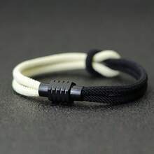 Men's Rope Bracelet With Infinity Knot, Contrast Color Survival Bracelet, Gift For Men - Beige - View 1
