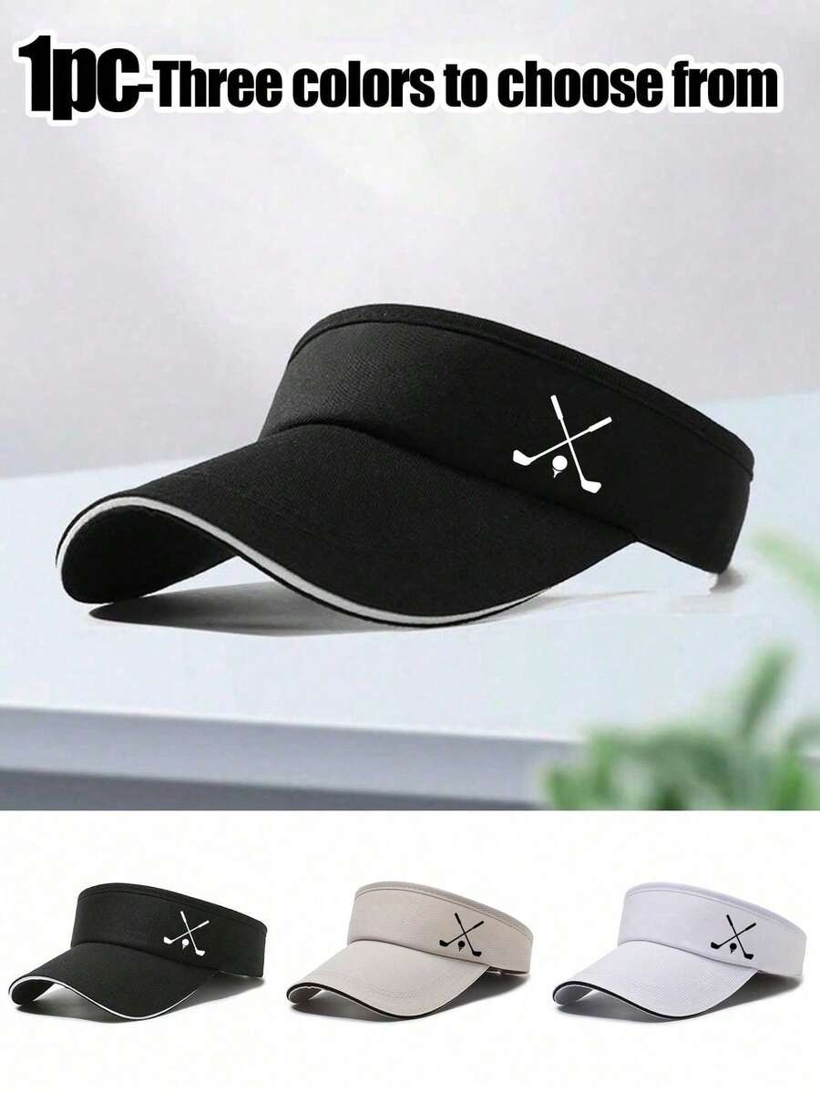Black Sunshade Outdoor Minimalist Casual Hat, Neutral And Fashionable Sunshade Hat, Golf Print, Hat Widened Brim Sunshade Top, Golf Hat, Sports Hat, Summer Marathon Baseball Hat, Sunshade Hat Casual, Casual, Fashionable, Minimalist, Travel And Outdoor. - Multicolor - View 1