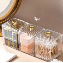 Acrylic Makeup Pad Swabs Holder Box, Makeup Sponge Toothpick Storage Box, Vanity Organizer - Clear - View 5