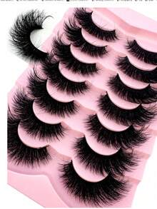 7对猫眼3D水貂毛假睫毛，5D蓬松仿水貂毛假睫毛，长23毫米，卷翘效果明显，看起来像真睫毛。 - 黑色 - 查看 6