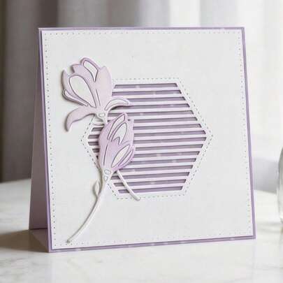 创意六边形模具，DIY剪贴簿相册和压花模板，贺卡制作工具，卡片纸切割工艺，礼品卡制作模板模切。