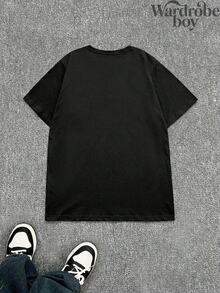 1PC Disney Printed T-Shirt,Mickey And Minnie Couple Outfits T-Shirt,Unisex,High-Quality Pure Cotton T-Shirt,Suitable For All Seasons, Comfortable And Breathable| Exquisite Design | The Best Choice For Giving Gifts - 男款黑色 - 查看 3