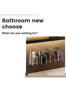 1pc Wall-Mounted Toothbrush Holder With Rinse Cup - Space-Saving Bathroom Toothpaste & Toothbrush Organizer, Multi-Function Storage Rack For Toothbrush, Lipstick, Cosmetics, Etc. - Multicolor - View 6