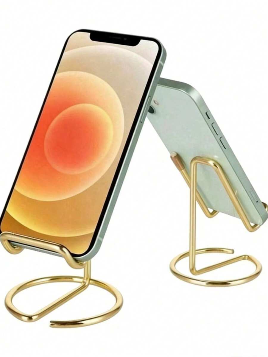 2-In-1 Metal Desktop Phone Holder & Card Clip, Single-Piece Minimalist Slouchy Phone Stand, Iron Alloy Phone Holder Suitable For Living Room, Bedroom, Desk, Study - Multicolor - View 1