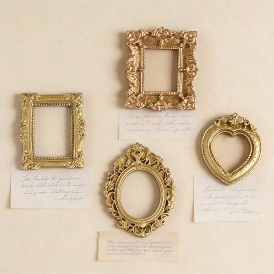 4 khung ảnh mini kiểu Baroque mạ vàng cổ điển, phù hợp với ảnh có kích thước từ 1,6" đến 2,2". - nhiều màu - Xem 1