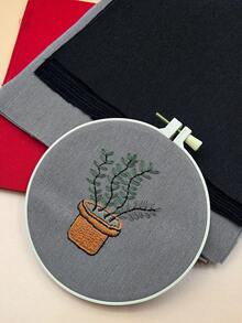 20pcs Linen Cross Stitch Fabric, Red/Gray/Black Optional, 25*25cm, Suitable For DIY Embroidery Patterns, Placemats, Coasters - Imitation Linen 25*25cm - View 3