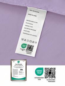 1 bộ ga trải giường màu trơn - Vải nỉ polyester, màu tím, phù hợp với nệm dày 9-12 inch, chống nhăn, phù hợp với giường đơn/đôi/nữ hoàng/vua cho gia đình và ký túc xá, đạt chứng nhận OEKO-TEX. - Màu tím - Xem 8