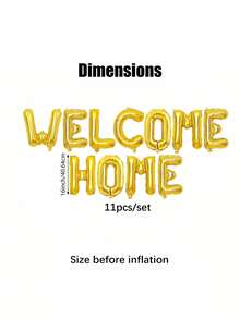 10个/套“欢迎回家”气球横幅，16英寸字母铝箔气球（黑色、金色、银色、玫瑰金），1种字母组合，适用于迎宾装饰、乔迁派对装饰、乔迁派对布置、新生儿庆祝、初见喜悦派对、欢迎回家、家居装饰气球 - 多色 - 查看 12