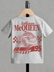Disney Cars Lightning McQueen Kids' Tee, No.95 Double-Sided Print Retro Kids' Wear - 淺灰色 - 查看 3