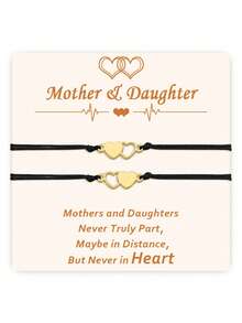 2/3/4-Piece Mother-Daughter Bracelet Set Mother's Day Gift Heart-Shaped Matching Bracelets Daughter's Birthday Present The Perfect Mother's Day Bracelet Gift For Mom And Me Back-To-School & Graduation Season Mother-Daughter Bracelets - Golden Heart Bracelet - View 1