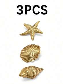海星贝壳发夹，海洋假日风发饰，扁平爪夹，刘海夹，发爪，海滩度假灵感 - 彩色 - 查看 6