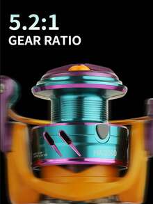 BILLINGS Carrete giratorio, carrete de pesca giratorio de agua dulce ultra suave, con arrastre máximo de 10 kg y bobina de aluminio, relación de engranajes de 5.2:1, carrete de pesca intercambiable izquierda/derecha de metal - Multicolor - Ver 4